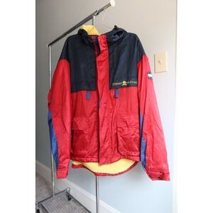 Vintage Tommy Hilfiger Colorblock‎ Hooded Jacket Red Blue Yellow Mens